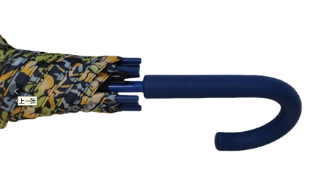 23 Inches 8 Fiberglass Ribs Hands-free Stick Umbrella With J Shape Rubber Coated Plastic Handle