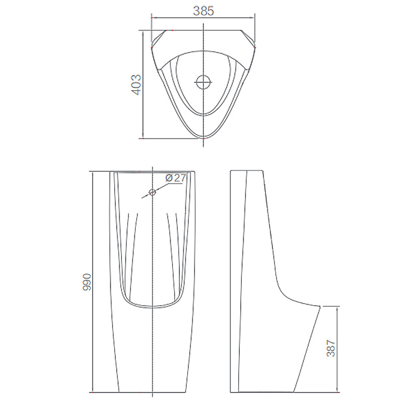 Ceramic White Floor Standing Urinal 403x385x990mm For Mens WC Sanitary Ware