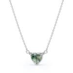 S925 Simple Natural Light Brilliant Elegant Green Moss Agate Necklace Heart