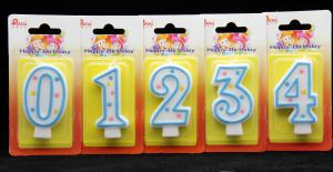Wholesale 100% Paraffin Number Birthday Candles With Baby Blue Edge / Dots Non Toxic from china suppliers