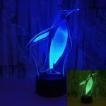 OEM animal picture logo Penguin 3D LED night light Colorful touch remote gift 3D