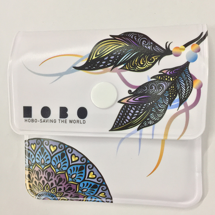 PVC EVA Aluminum Foil Reusable Pocket Ashtray Pouch Button Closure