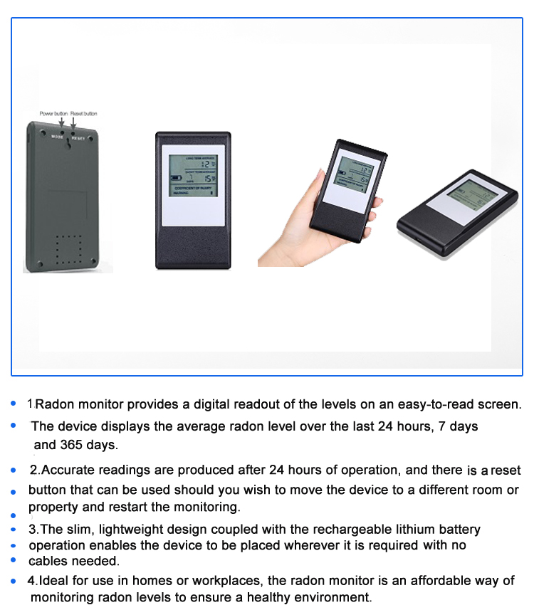 OBM Home Portable Radon Detector Lightweight with Lithium Battery