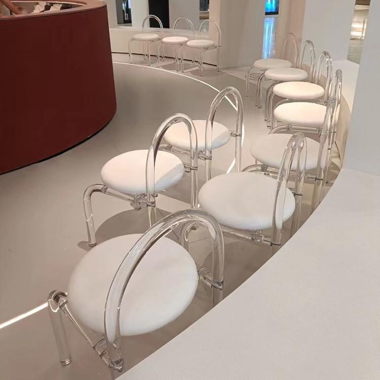 Stylish Assembled Acrylic Transparent Makeup Chair for Bedroom, Balcony, and Dining Use