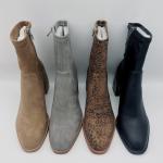 Office Ladies Leopard Print Ankle Boots Beige Tan Black Soft Nappa Leather Upper