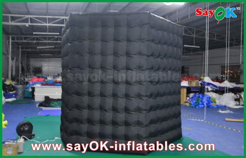 Portable Photo Booth 2.5m Inflatable Black Octagon Photo Booth WIth LED Light OXford Cloth
