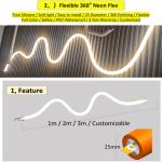 25mm Dia Silicone Dimmable LED Strip 12V 24V Flexible Neon Tube Lighting
