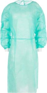 Wholesale Fully Customized pp light green disposable non woven elastic cuff isolation gown from china suppliers