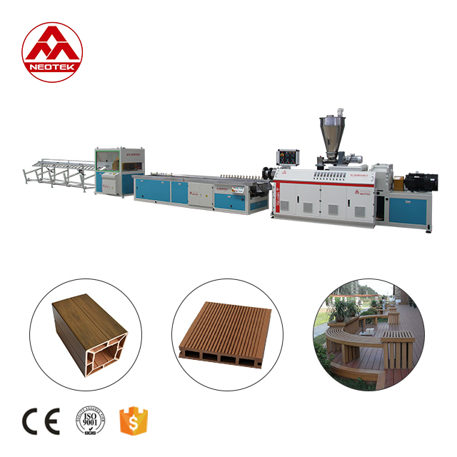 100kW Co-rotating Conical Twin-Screw WPC Extrusion Line YF108 with Advanced Technology