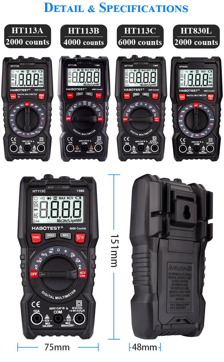 Capacitance LCD Display Pocket Standard Price Voltage Digital Multimeter Manual Frequency Meter Tester Voltmet