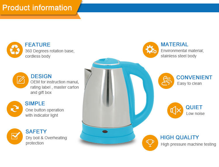 Optional Plug Fast Cordless Stainless Steel kettle electric tea kettle