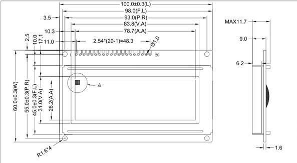 3.5 Inch COG LCD Display 20 Pin Parallel Port Connection Resolution 192*64 Graphic Display Driver IC S6B0107 Brightness 350cd/m2