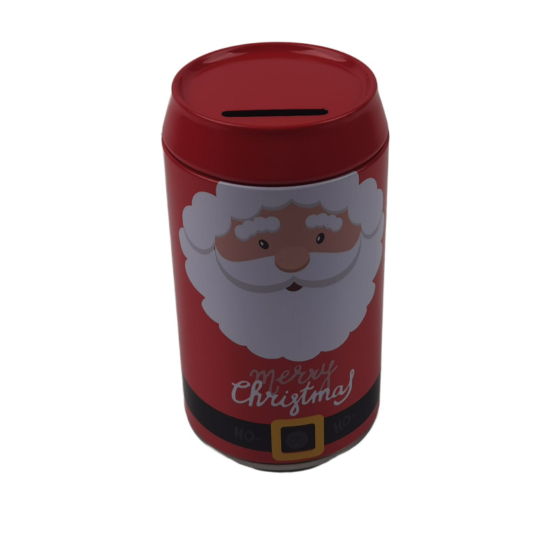Coca Cola Shape Empty Metal Christmas Tin Cans With Coin Slot Lid