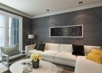 Living Room Embossed Vinyl Wallpaper , Waterproof Silver Modern Embossed