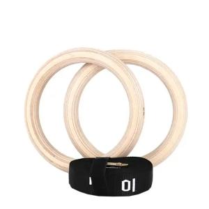 Wholesale Custom logo Fitness Strength Training Wooden Gym Ring with Adjustable Nylon Straps from china suppliers