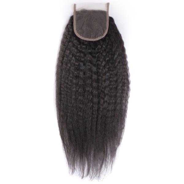 4x4 Closure With Baby Hair Indian Kinky Straight Closure Full Hand Tied Brown