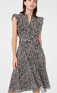 Summer Ruffle Polka Dot Midi Dress Women Casual Dresses Ladies