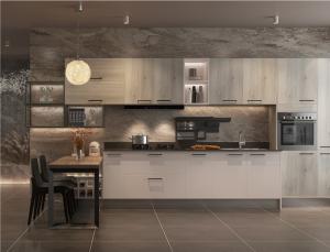 Wholesale Varnish Solid Plywood Kitchen Cabinets Wood Grain Quartz Stone Countertop from china suppliers