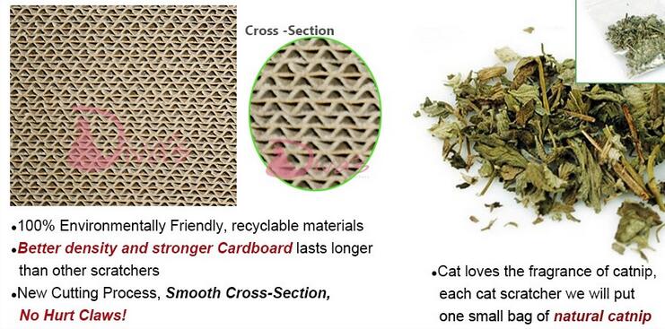 OEM Corrugated Cat Scratcher , Durable Cat Scratching Pad Cardboard Glossy Lamin