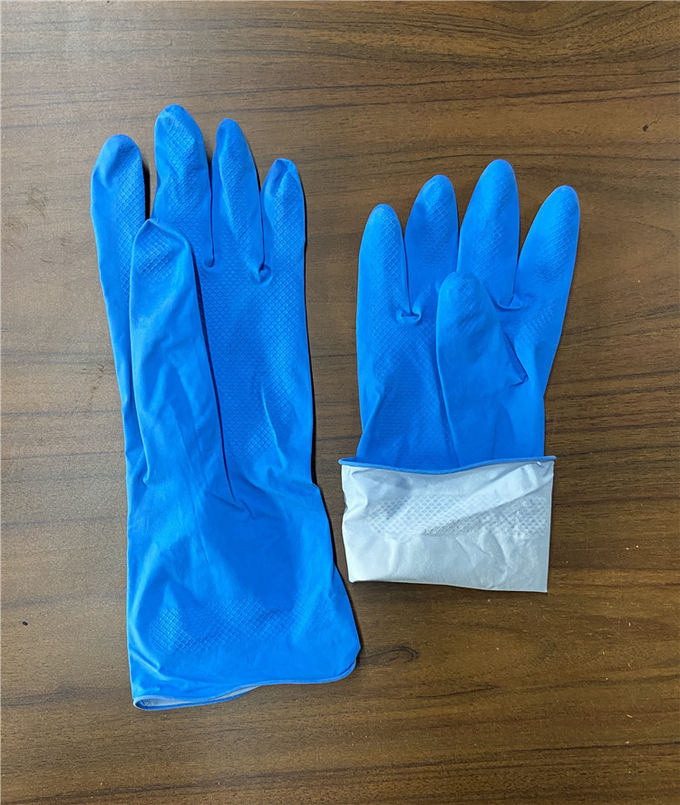 M50g Spray Flocklined Kitchen Washing Gloves Blue Color
