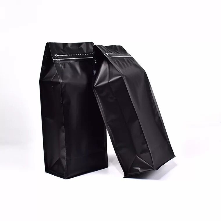 plastic coffee mate packaging bag quad side seal bag with flat bottom