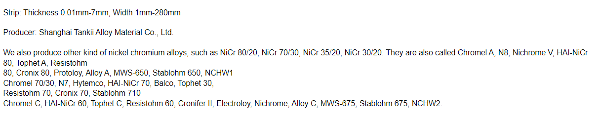 Nichrome Alloy Ni80Cr20 Wire Used In Industrial Electric Furnaces