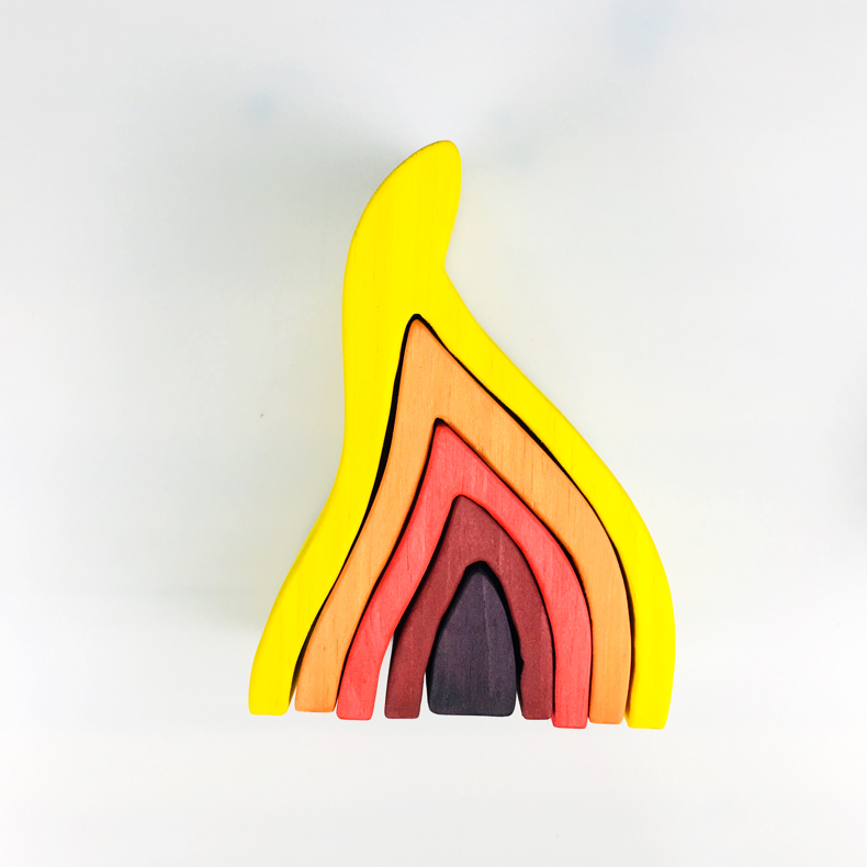Pegdolls Wooden Building Blocks Toy Geometric Rainbow Building Blocks
