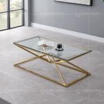 No Folded 9.5kg Stainless Steel Glass Top Coffee Table For Living Room