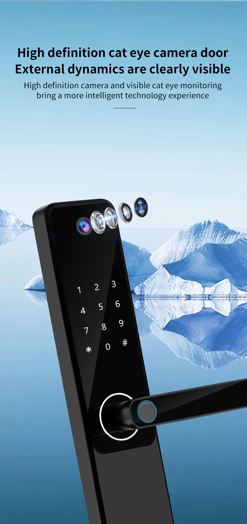 Anti Theft Camera Door Lock CE RoHS App Controlled Door Lock