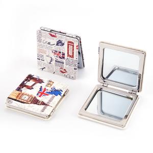 Wholesale Personalized PU Leather Compact Folding Round Foldable Cosmetic Compact Pocket Sized Beauty Mirror from china suppliers