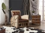 Vintage Brown Leather Leisure Chair Top Grain Real Leather Strong Solid Wood