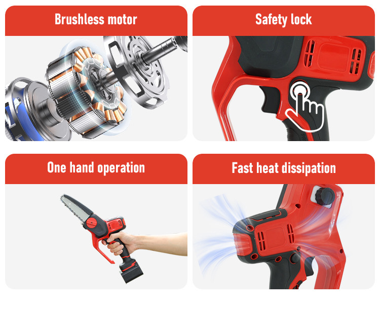6-Inch Mini Chainsaw Cordless High Power With Auto Oiler Security For Tree Trimming Cutting
