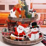 Customized Wooden Christmas Ornaments Unique Design Santa Claus Snowman Elk