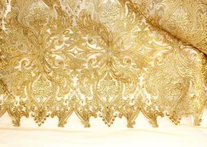 Wholesale Fashion Floral Pattern Gold Lurex Nylon Lace Fabric for Party / Banquet Dress from china suppliers