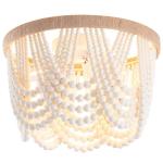 White Small Flush Mount Boho Bohemia Wood Beaded Ceiling Lights(WH-CI-165)