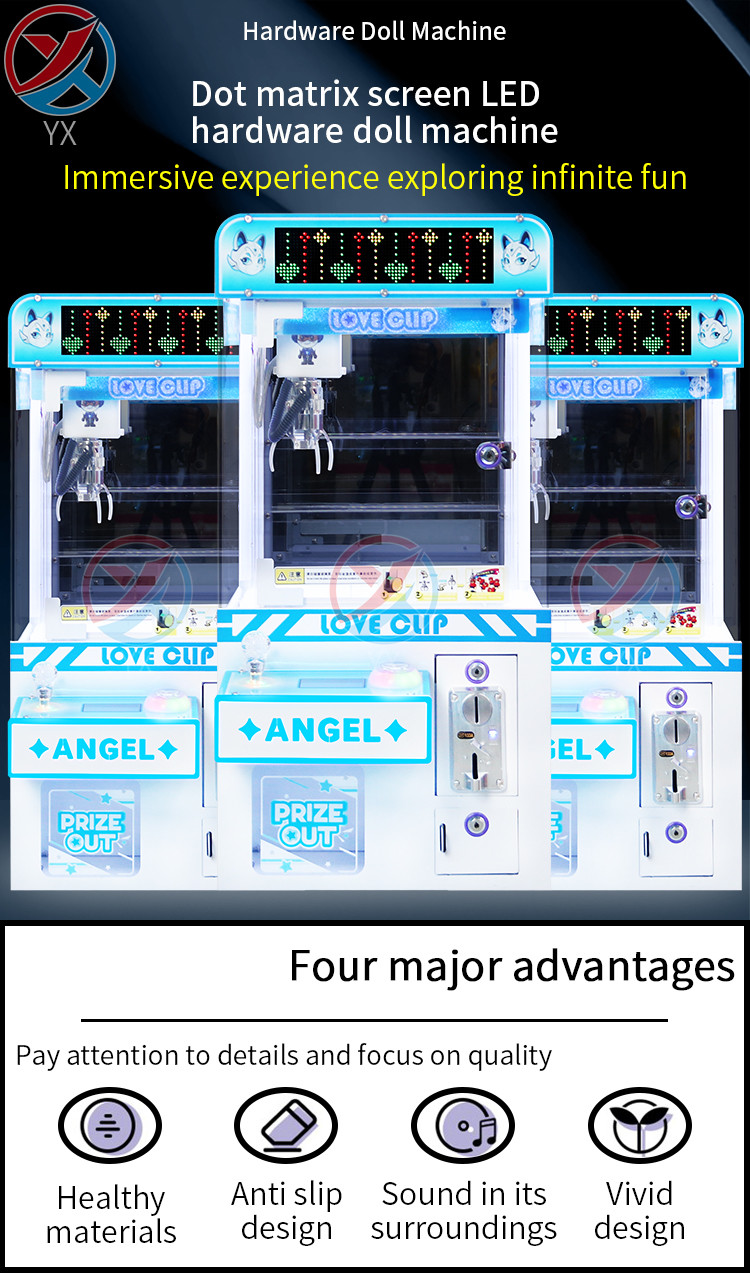 Blue Coin-Operated LED Desktop Hardware Claw Arcade Machine