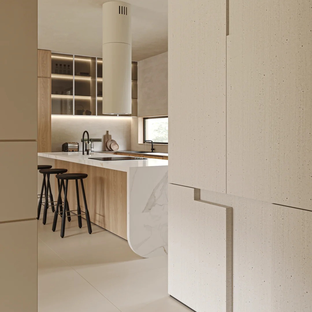 High End Contemporary Wooden Veneer Matt Kitchen Kitchen Cabinet Designs From FANIAO Factory