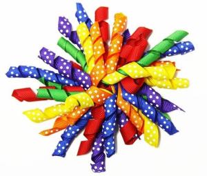 Wholesale Colorful 4.5&quot; Grosgrain with dot Curling / Curly Ribbon bow for Korker Hair Bow Clips from china suppliers