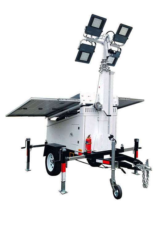Mobile Solar Security Surveillance Light Tower With 3*460 W Solar Panels