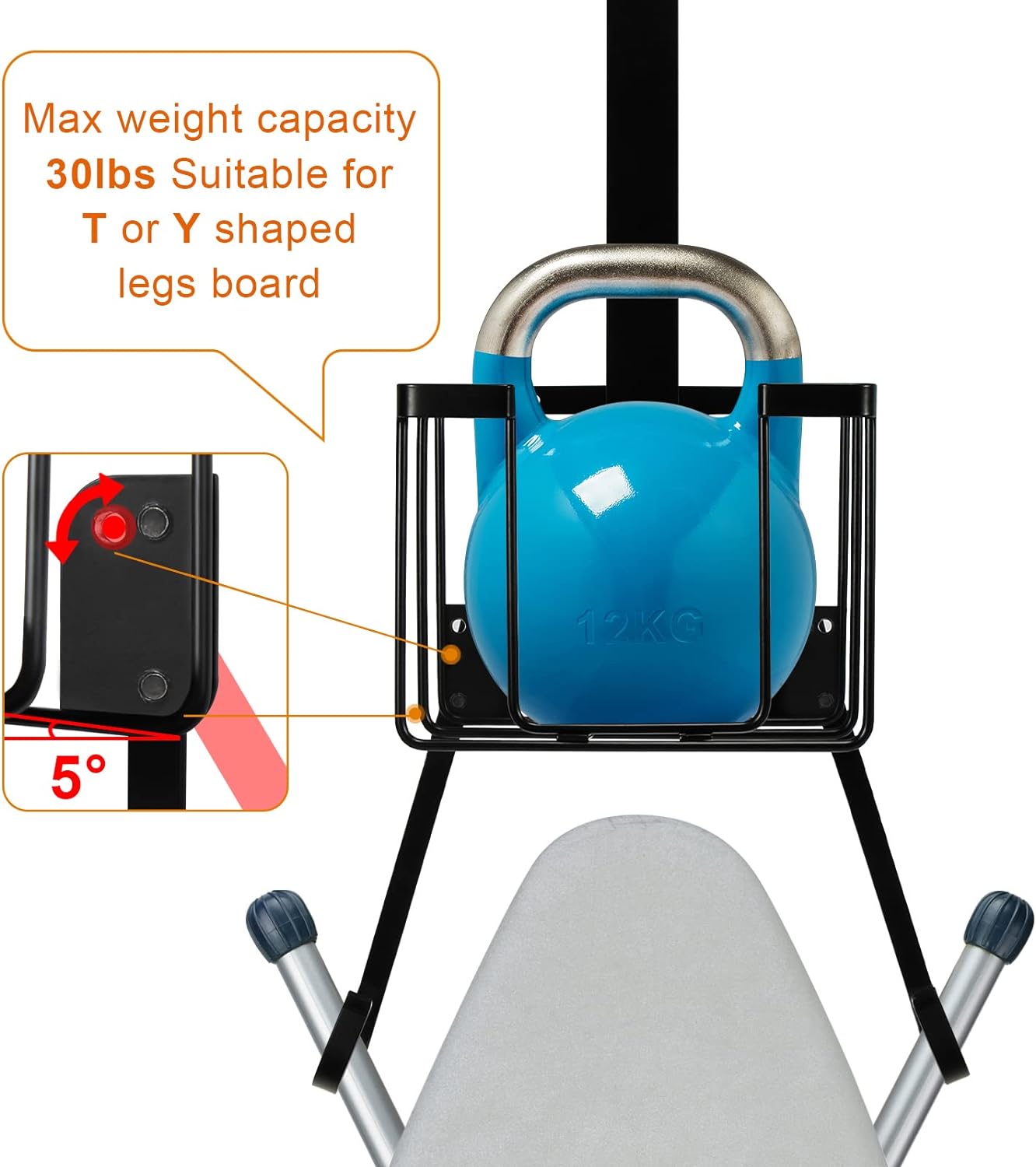 Stainless Steel Caddy Board Storage Holder for Wall Mount Ironing Board Convenience
