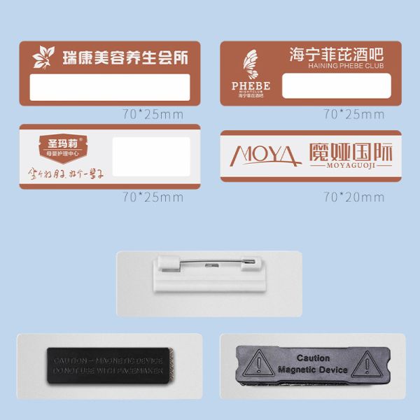 Custom Stainless Steel Name Badge With Logo Replaceable Insert Premium Name Tag Manufacturer