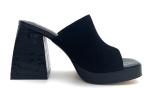 Comfortable Block Heeled Mules in Modest Crocodile Textured Vegan Leather