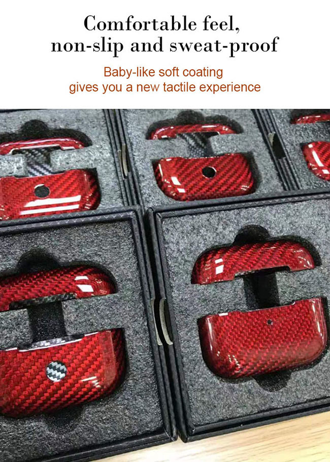 Airpods Pro 3 Red Waterproof 3K Carbon Fiber Airpods Case
