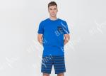 Mens Cotton Jersey Round Neck Tee and Yarn Dyed Striped Short Pants Pyjamas Set