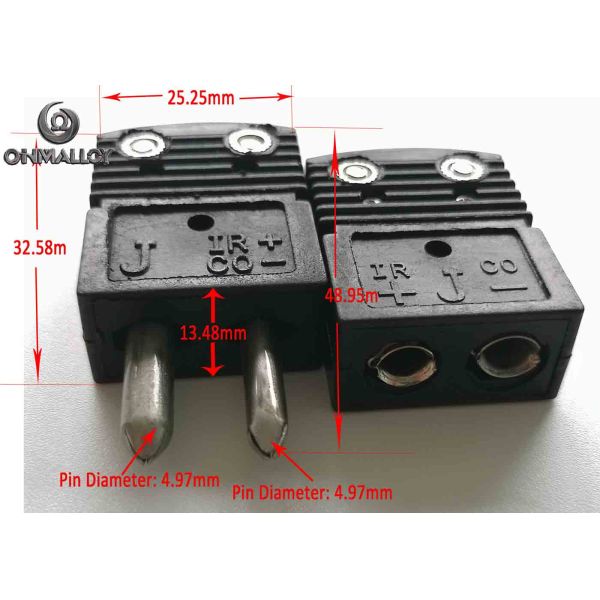 Round Pin Thermocouple Type J Middle Size Connector Thermometer Plug Same as OME*A Connector