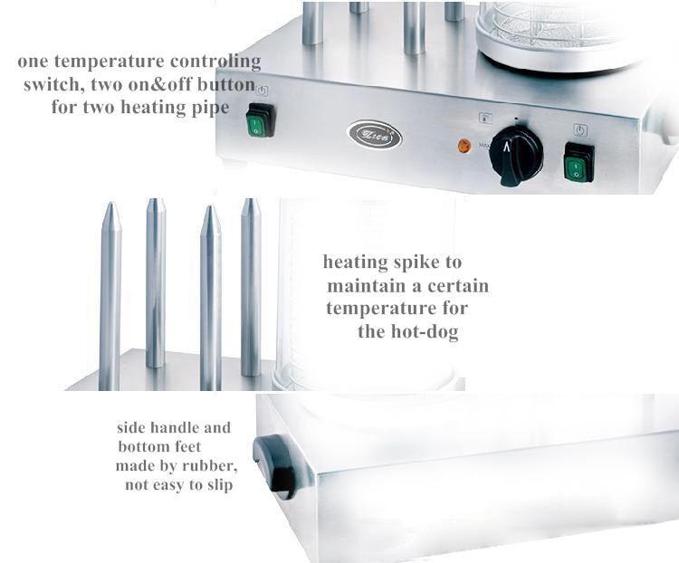 Snack Bar Equipment Electric Hotdog Machine With Heating Spike 220V - 240V