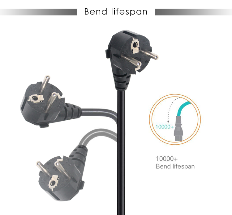 2 Pin AC Power Cord European Power Cords With IEC C13 Connector PVC Jacketed
