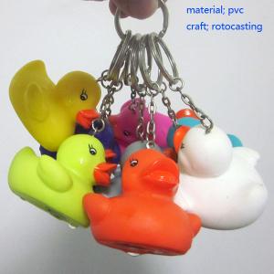 Wholesale Vinyl colorful duck keyring, mini colorful pvc ducks keychain with green materials from china suppliers
