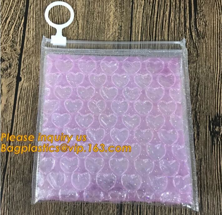 Holographic Zipper Slider Zip Lock Bubble Bag,Cosmetic Zipper Bag/Rose Gold Slider Bubble Bag with Logo,Slider Bubble Zi