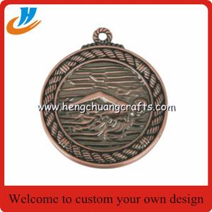 Wholesale Polished antique copper swimming medals,do custom design swimming sports medals from china suppliers